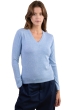 Cashmere ladies v necks emma azur blue chine 