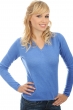 Cashmere ladies v necks emma blue chine 