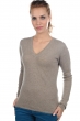 Cashmere ladies v necks emma natural brown xl