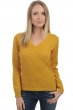 Cashmere ladies v necks erine 4f mustard 