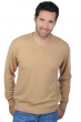 Cashmere men v necks gaspard camel 