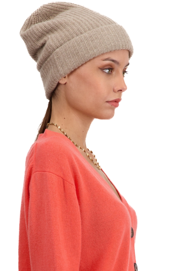 Cashmere accessories beanie terra natural brown 26 x 24 cm