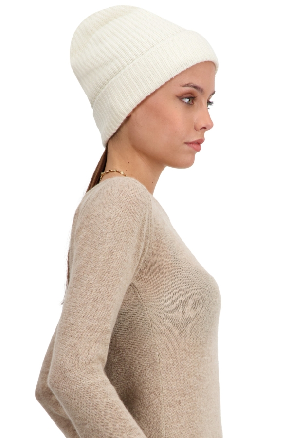 Cashmere accessories beanie terra natural ecru 26 x 24 cm