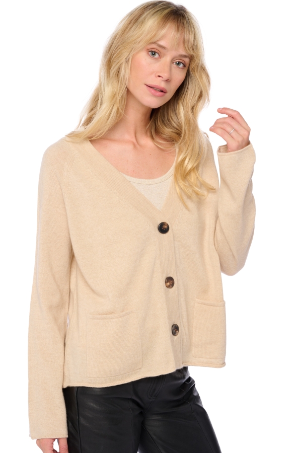 Cashmere ladies cardigans chana natural beige s3