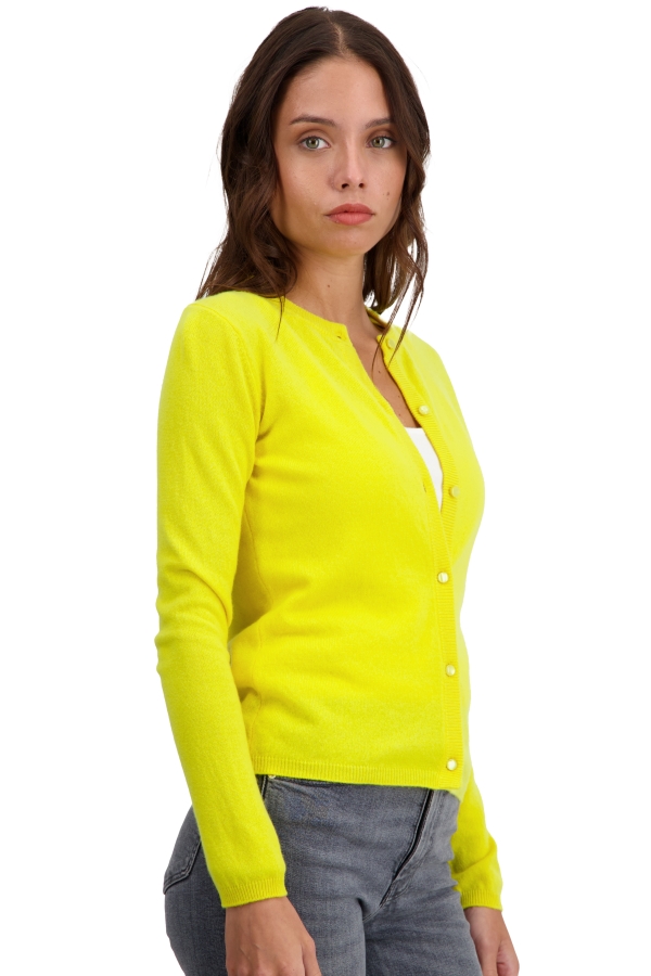 Cashmere ladies cardigans chloe jaune citric 