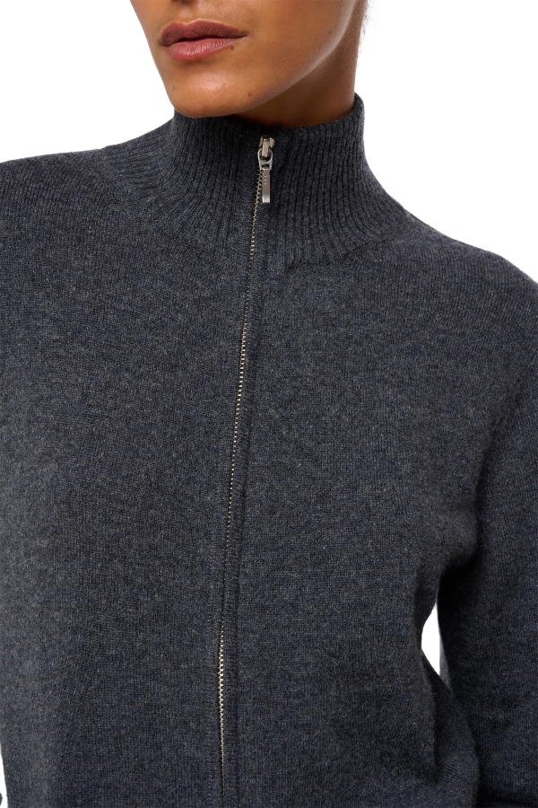 Cashmere ladies cardigans thames first dark grey l