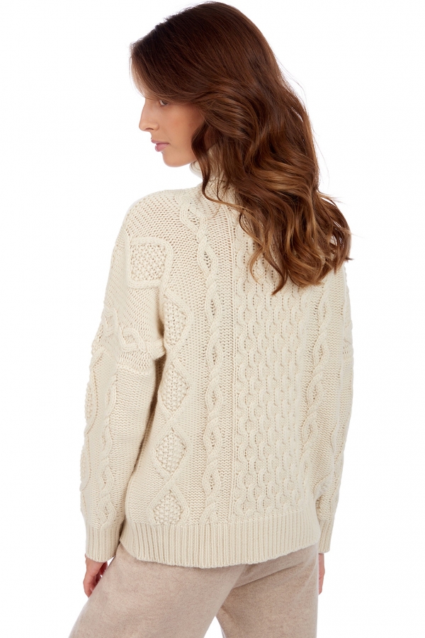 Cashmere ladies chunky sweater albury natural ecru xs