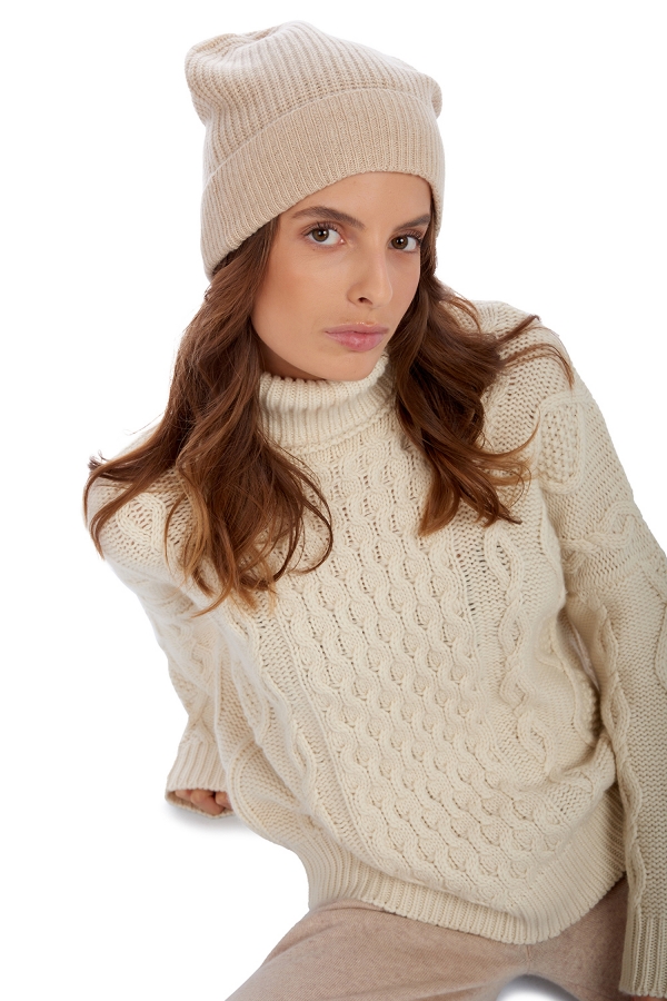 Cashmere ladies chunky sweater albury natural ecru xs