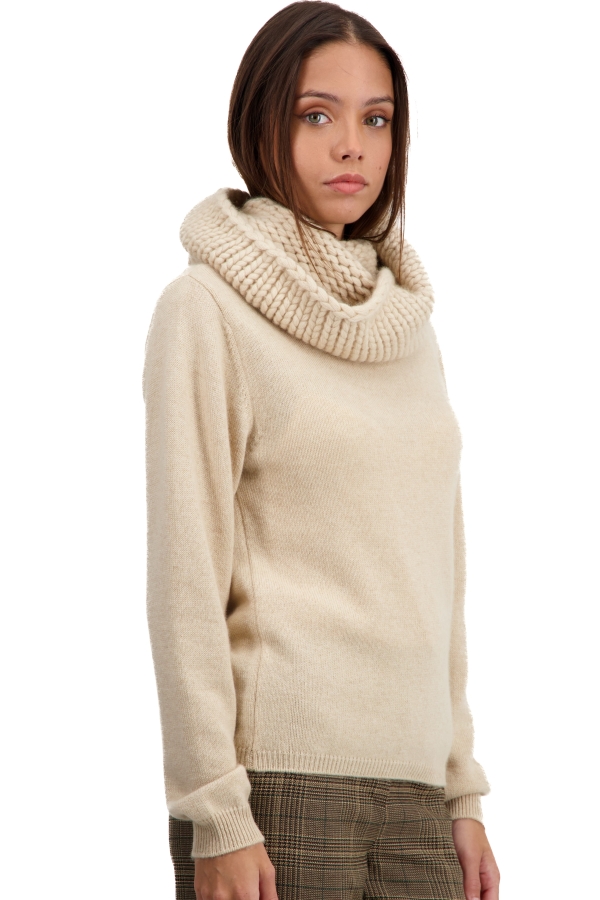 Cashmere ladies chunky sweater tisha natural beige l