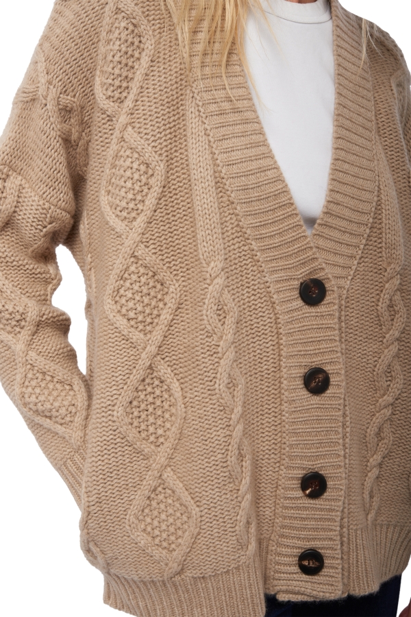 Cashmere ladies chunky sweater valaska natural brown 2xl