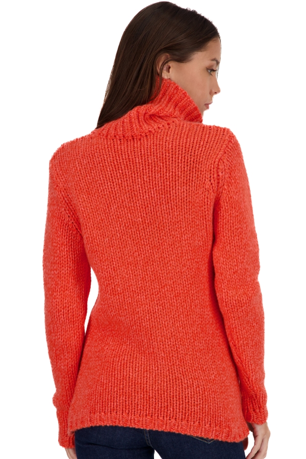 Cashmere ladies chunky sweater vicenza peach bloody orange xs