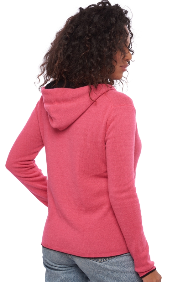 Cashmere ladies chunky sweater wiwi black shocking pink 3xl