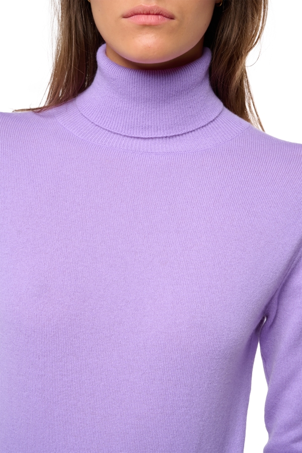 Cashmere ladies roll neck tale first violine purple m