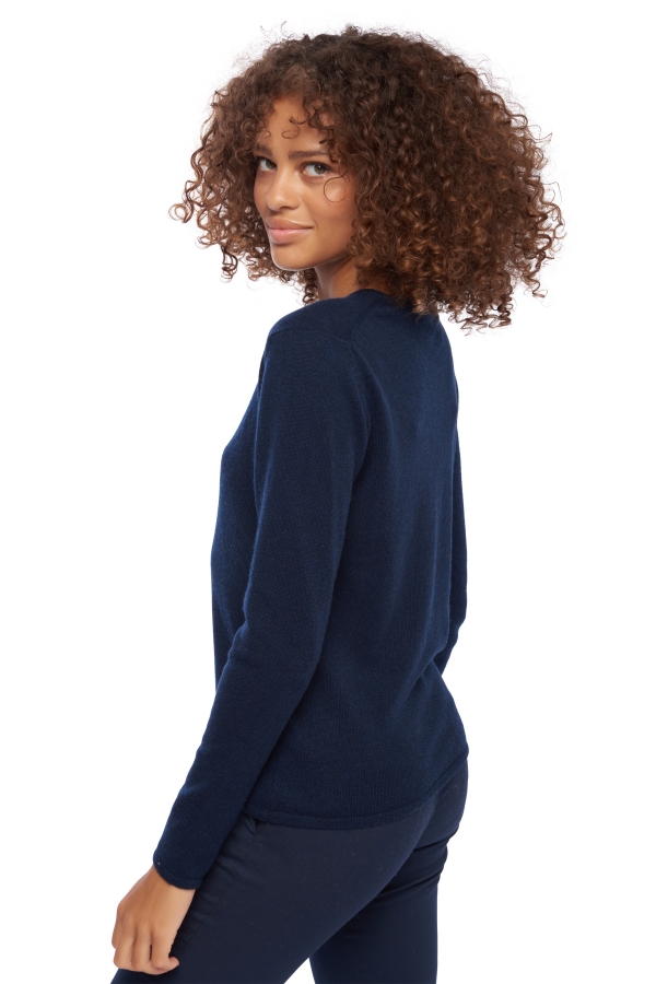 Cashmere ladies round necks line dress blue 