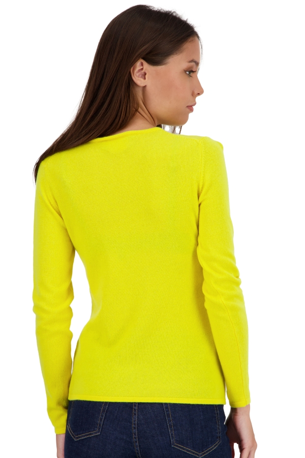 Cashmere ladies round necks line jaune citric 