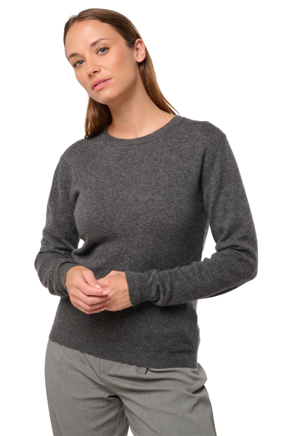 Cashmere ladies round necks thalia first dark grey l