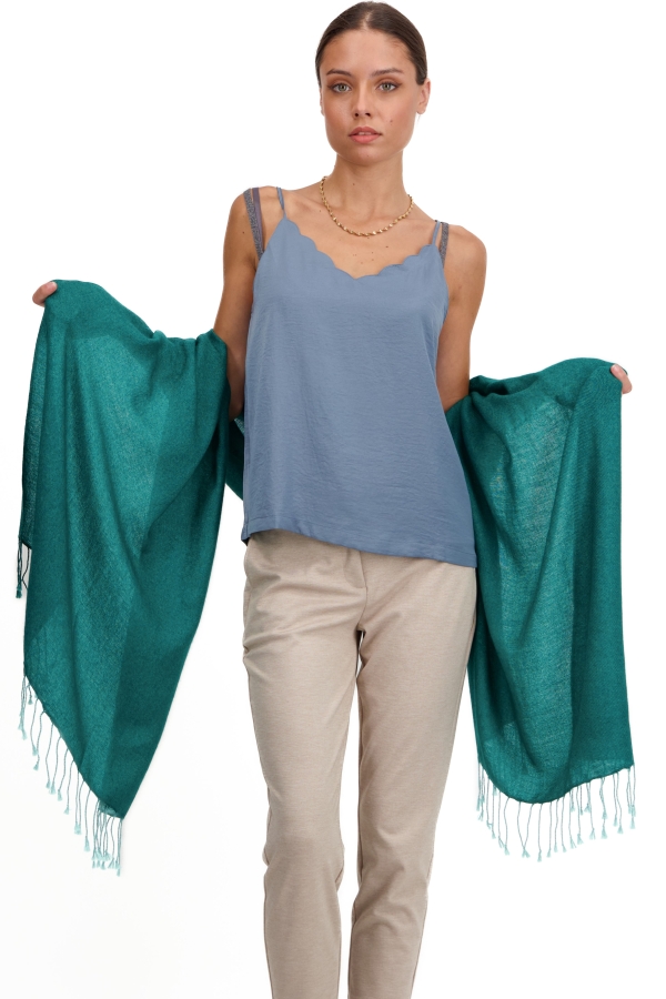 Cashmere ladies shawls diamant deep forest 201 cm x 71 cm