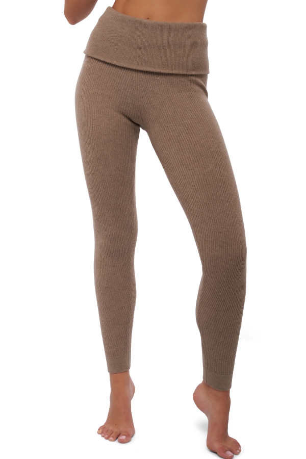 Cashmere ladies trousers leggings zumba natural brown s