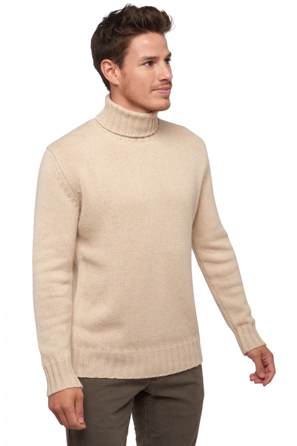 Cashmere men chunky sweater achille natural beige 2xl