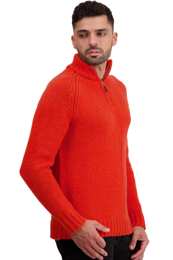 Cashmere men chunky sweater tripoli bloody orange paprika 2xl