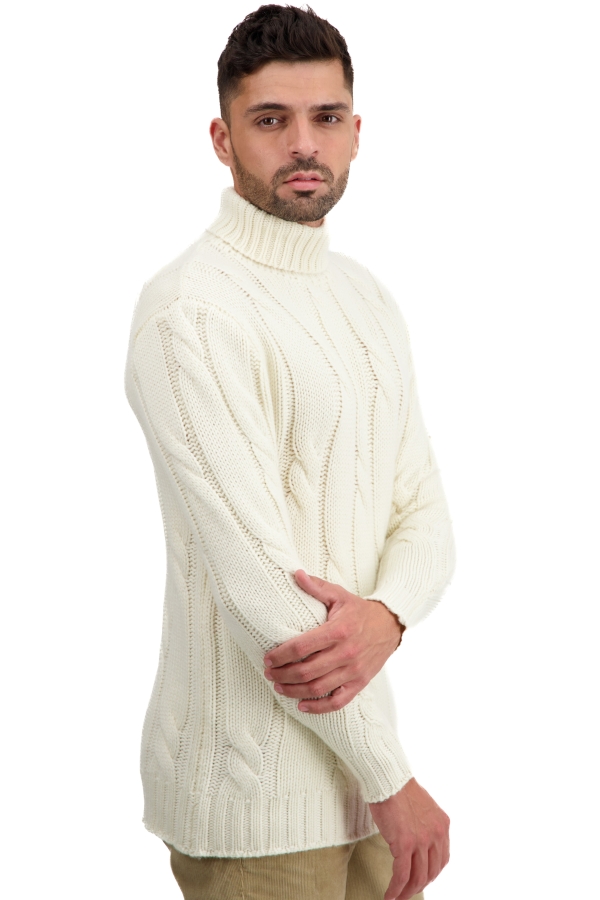 Cashmere men chunky sweater triton natural ecru 4xl