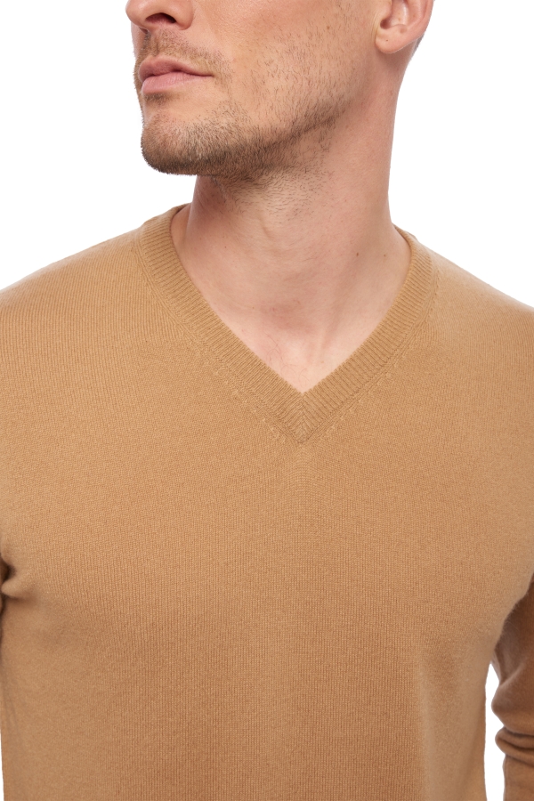 Cashmere men v necks hippolyte camel 