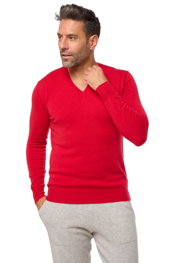 Cashmere men v necks tor first deep red xl