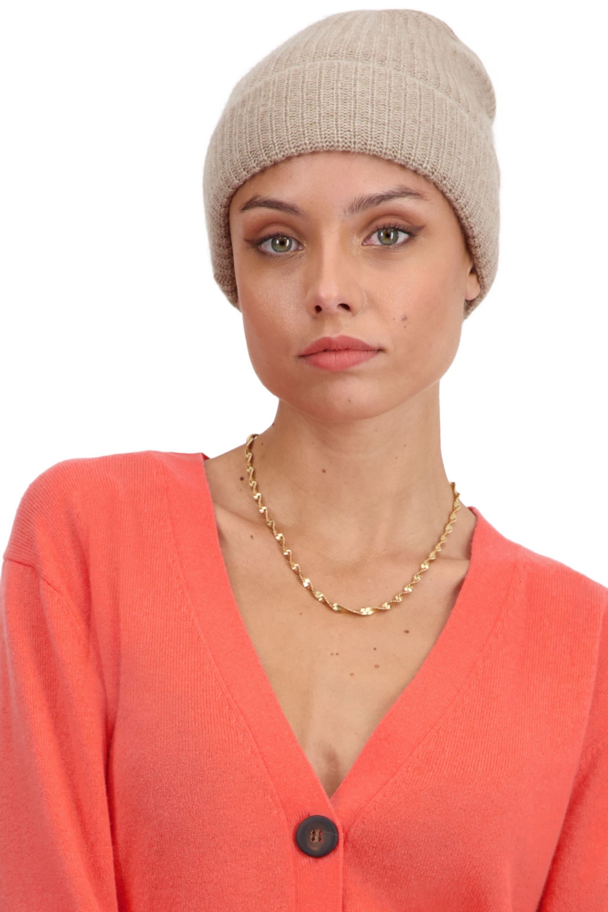 Cashmere accessories beanie terra natural brown 26 x 24 cm