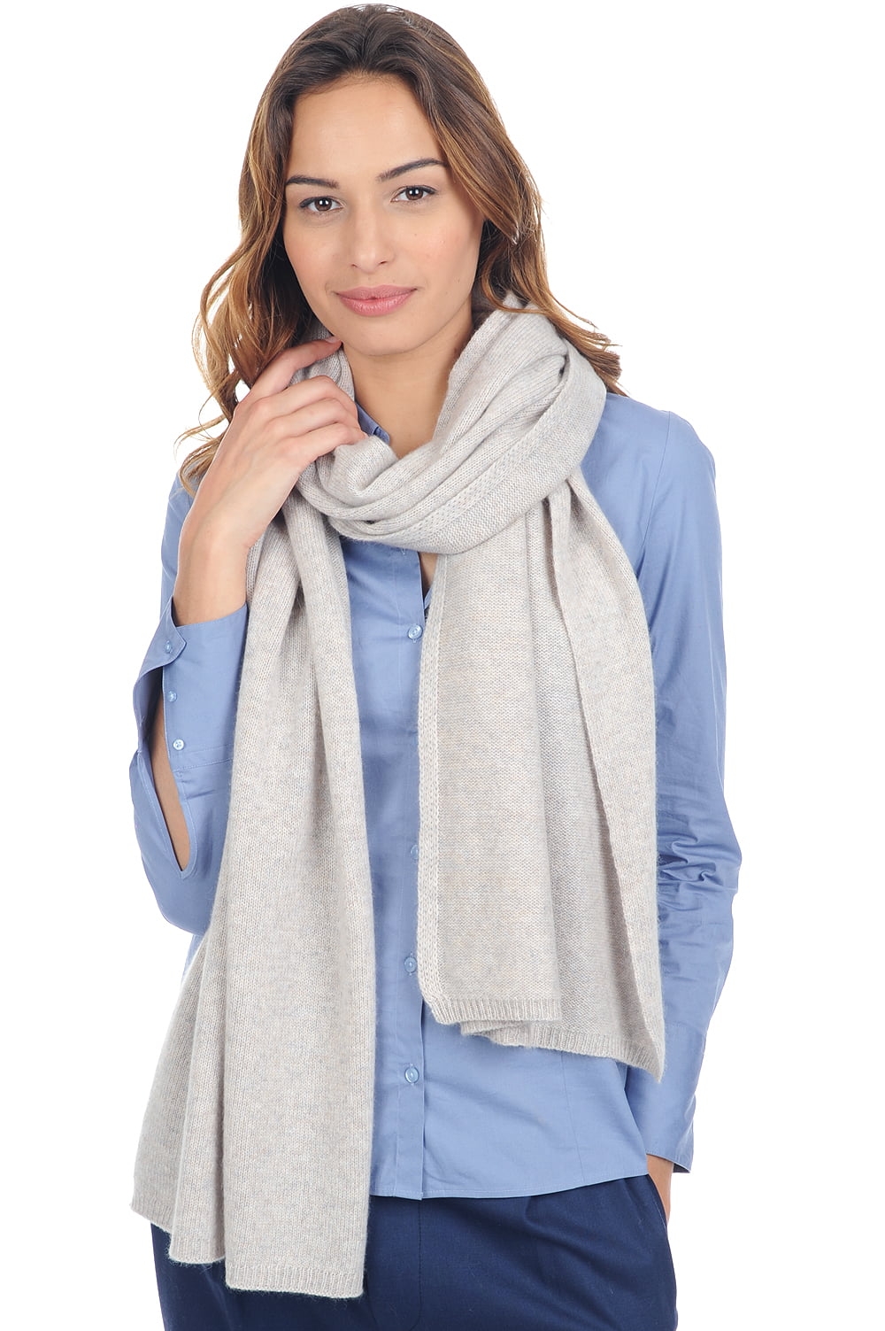 Cashmere accessories scarves mufflers gribouille chinchilla 210 x 45 cm