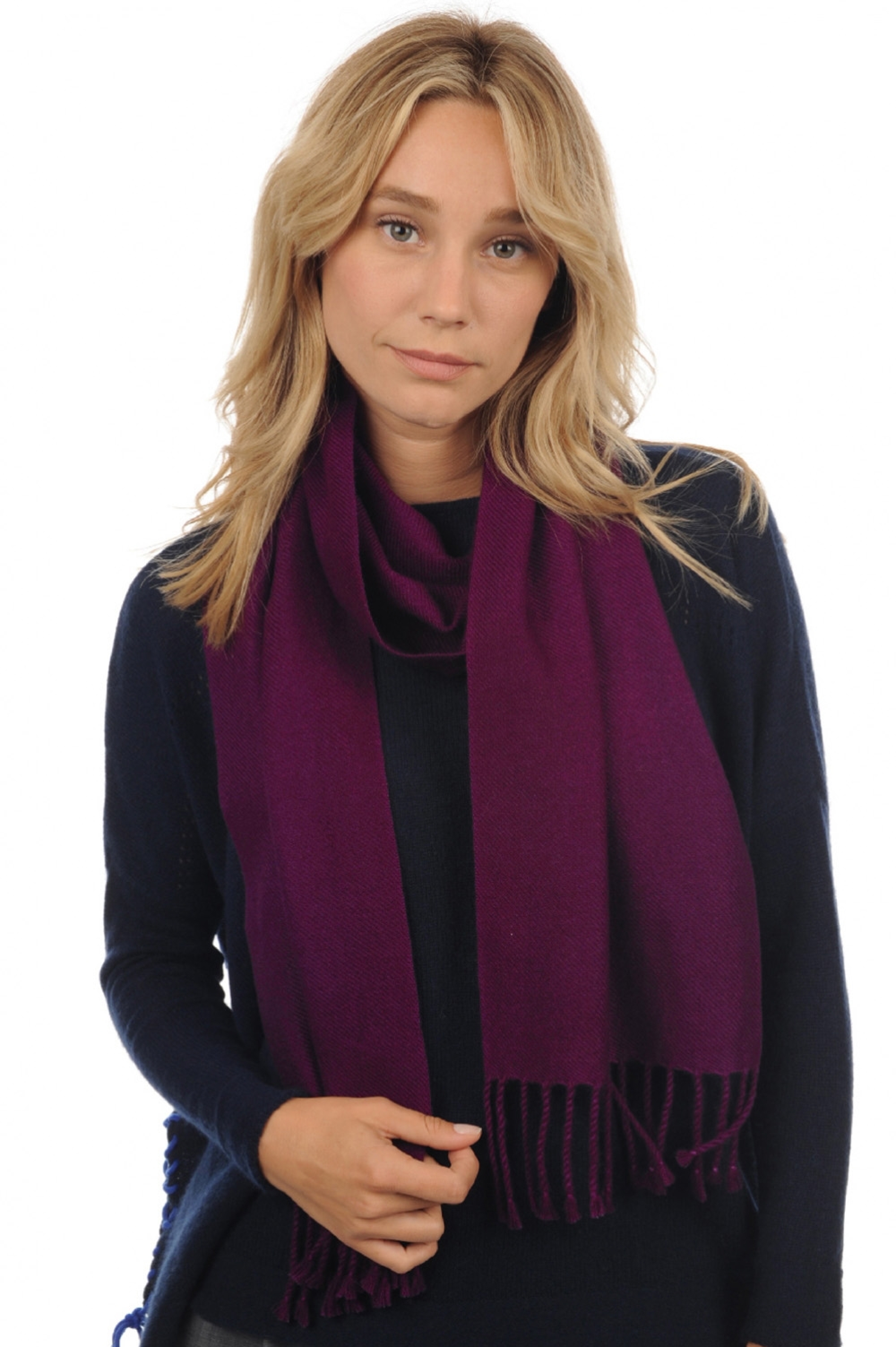 Cashmere accessories scarves mufflers kazu170 bright violette 170 x 25 cm