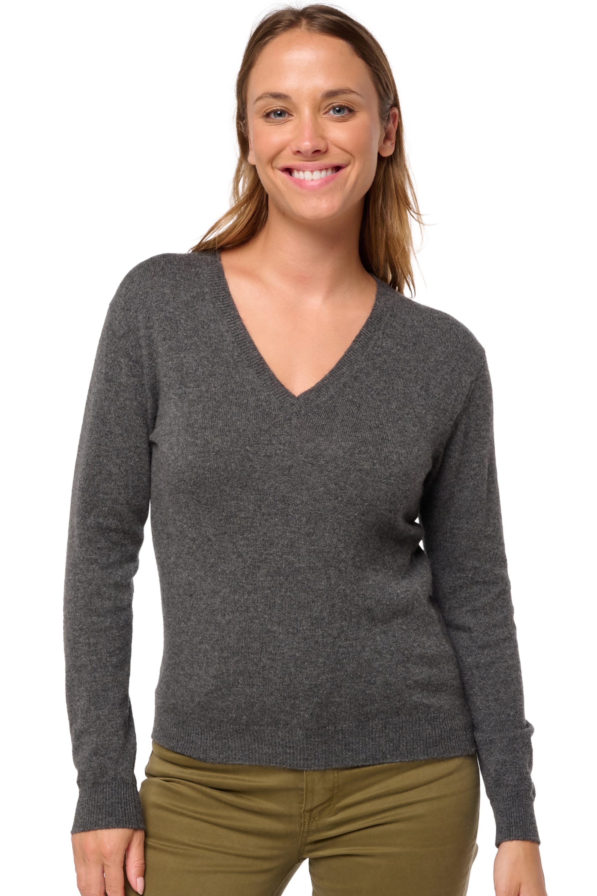 Cashmere ladies basic sweaters at low prices tessa first dark grey xl