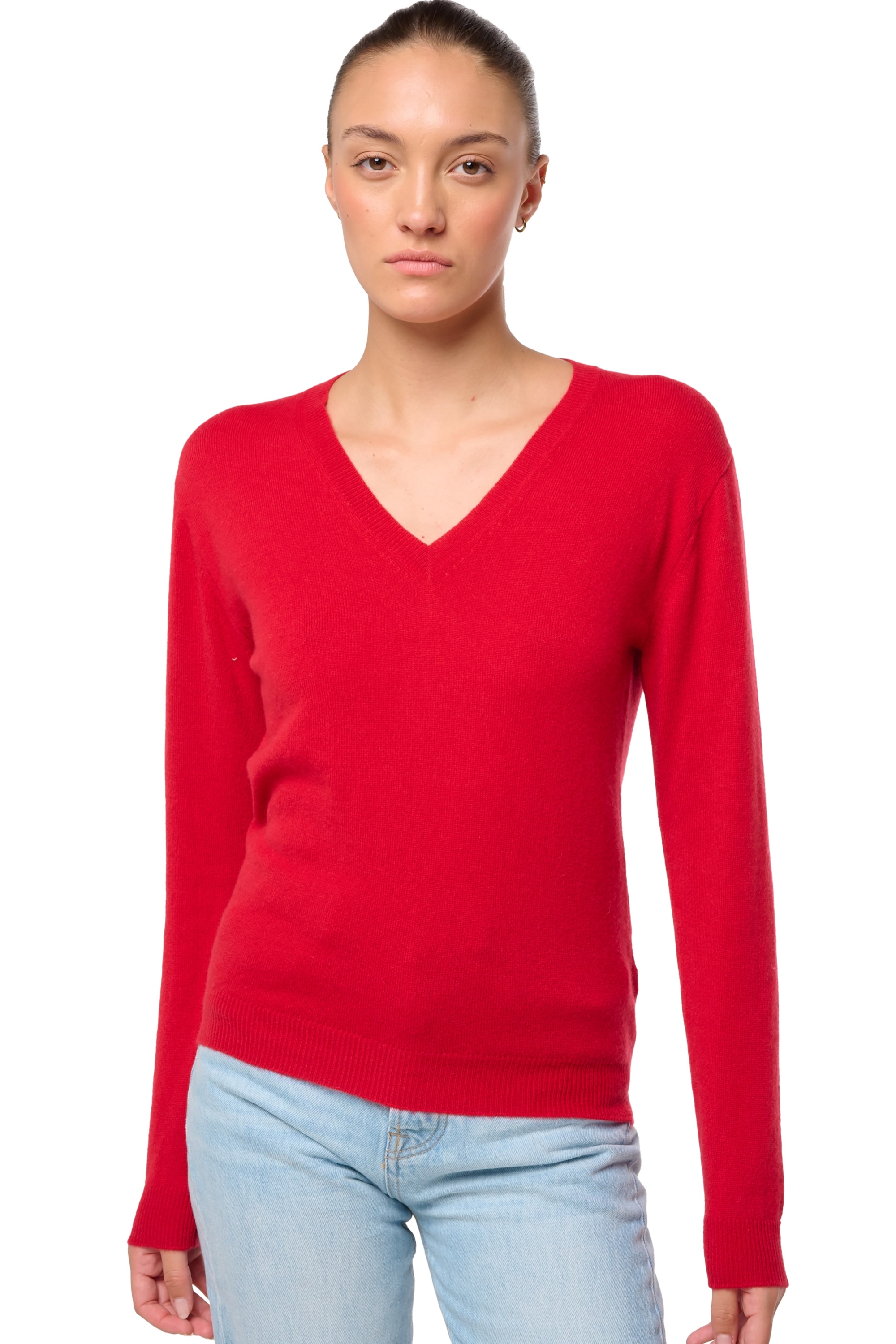 Cashmere ladies basic sweaters at low prices tessa first deep red l