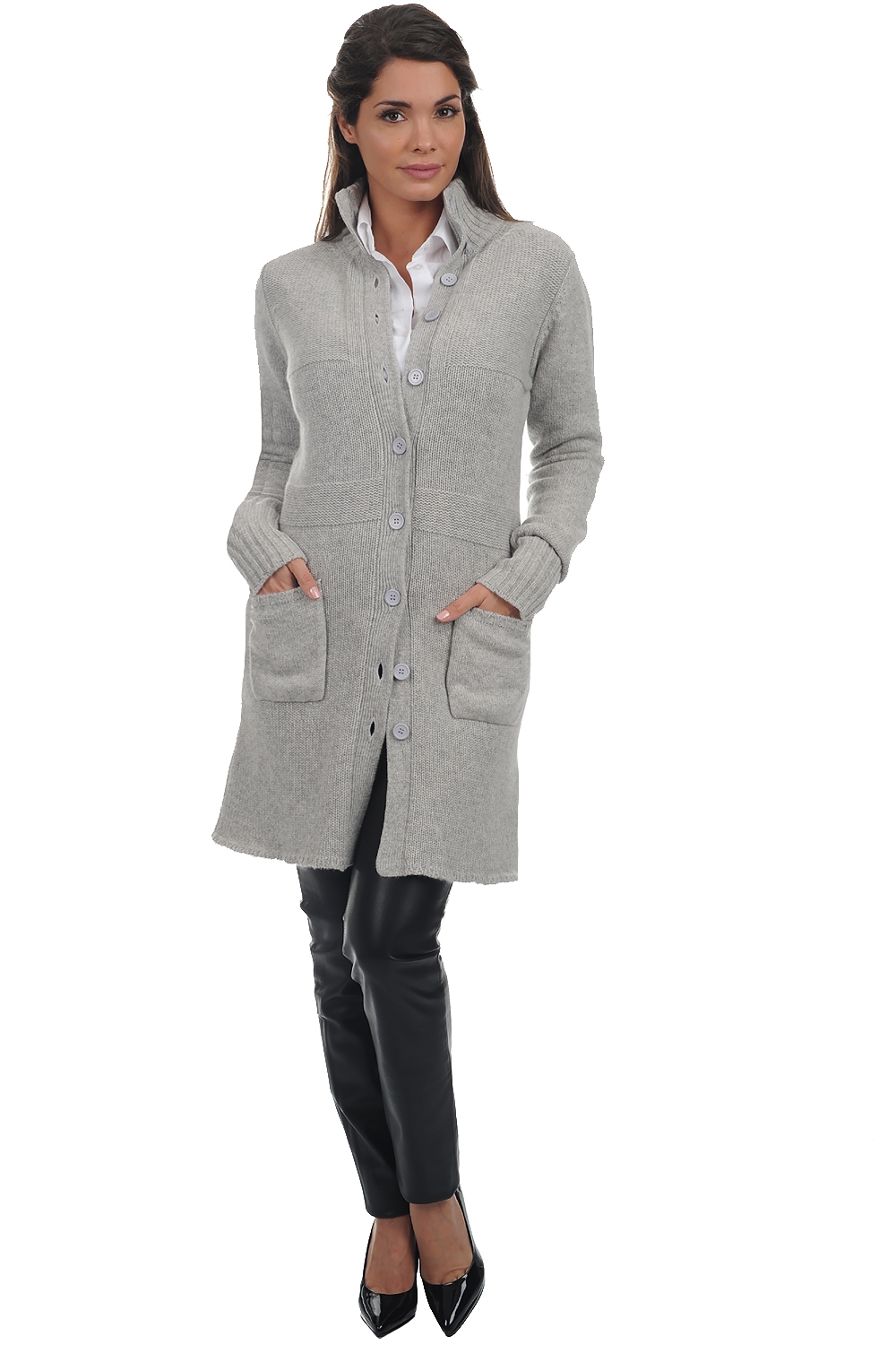 Cashmere ladies cardigans adelphia flanelle chine m