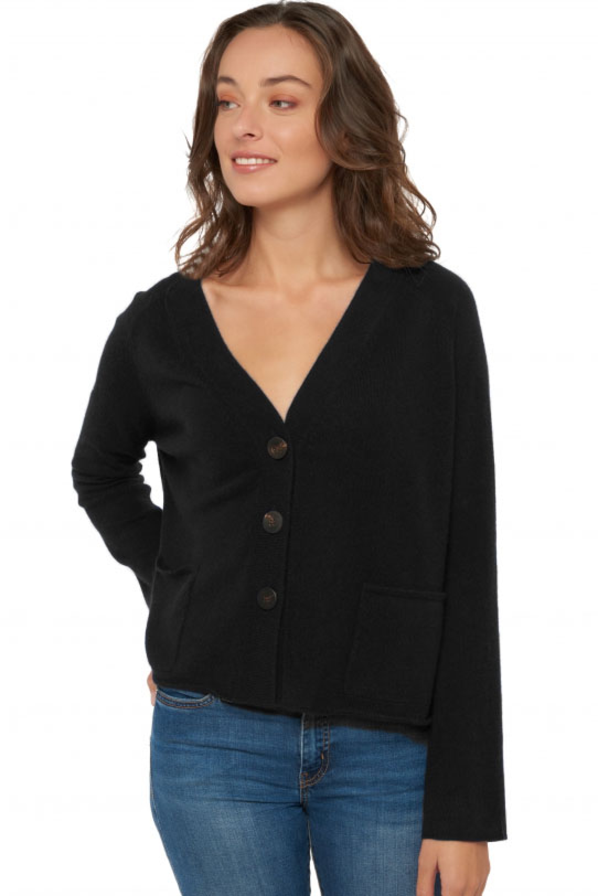 Cashmere ladies cardigans chana black s2