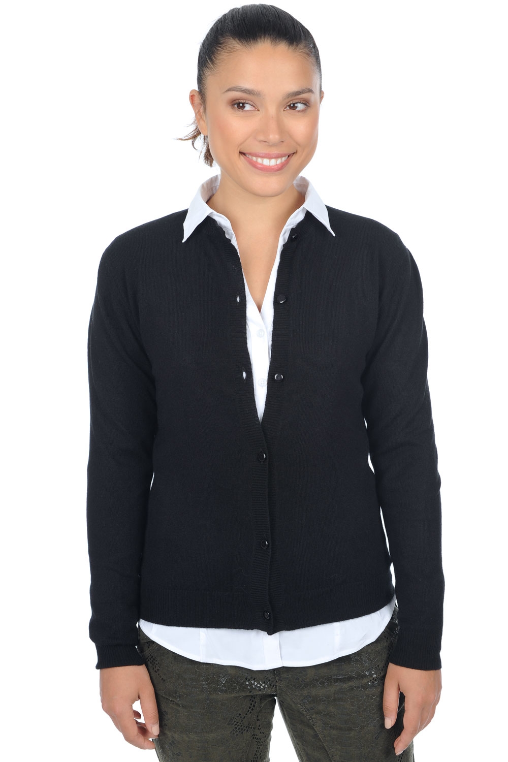 Cashmere ladies cardigans tyra first black 2xl