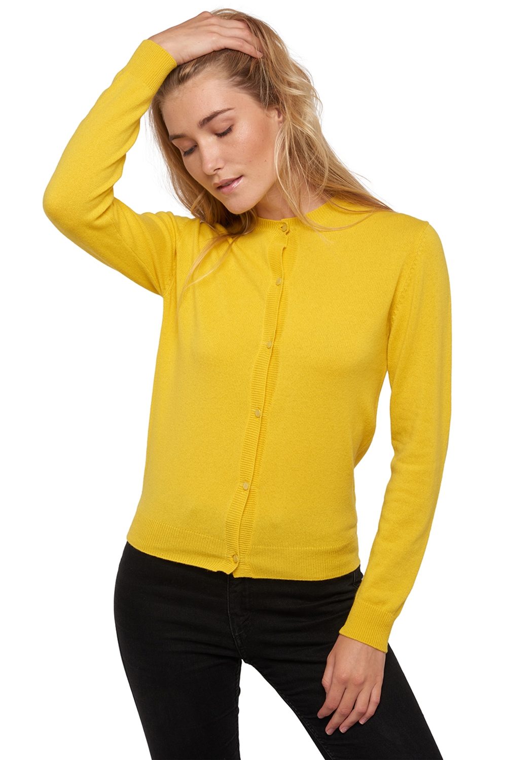 Cashmere ladies cardigans tyra first sunny yellow 