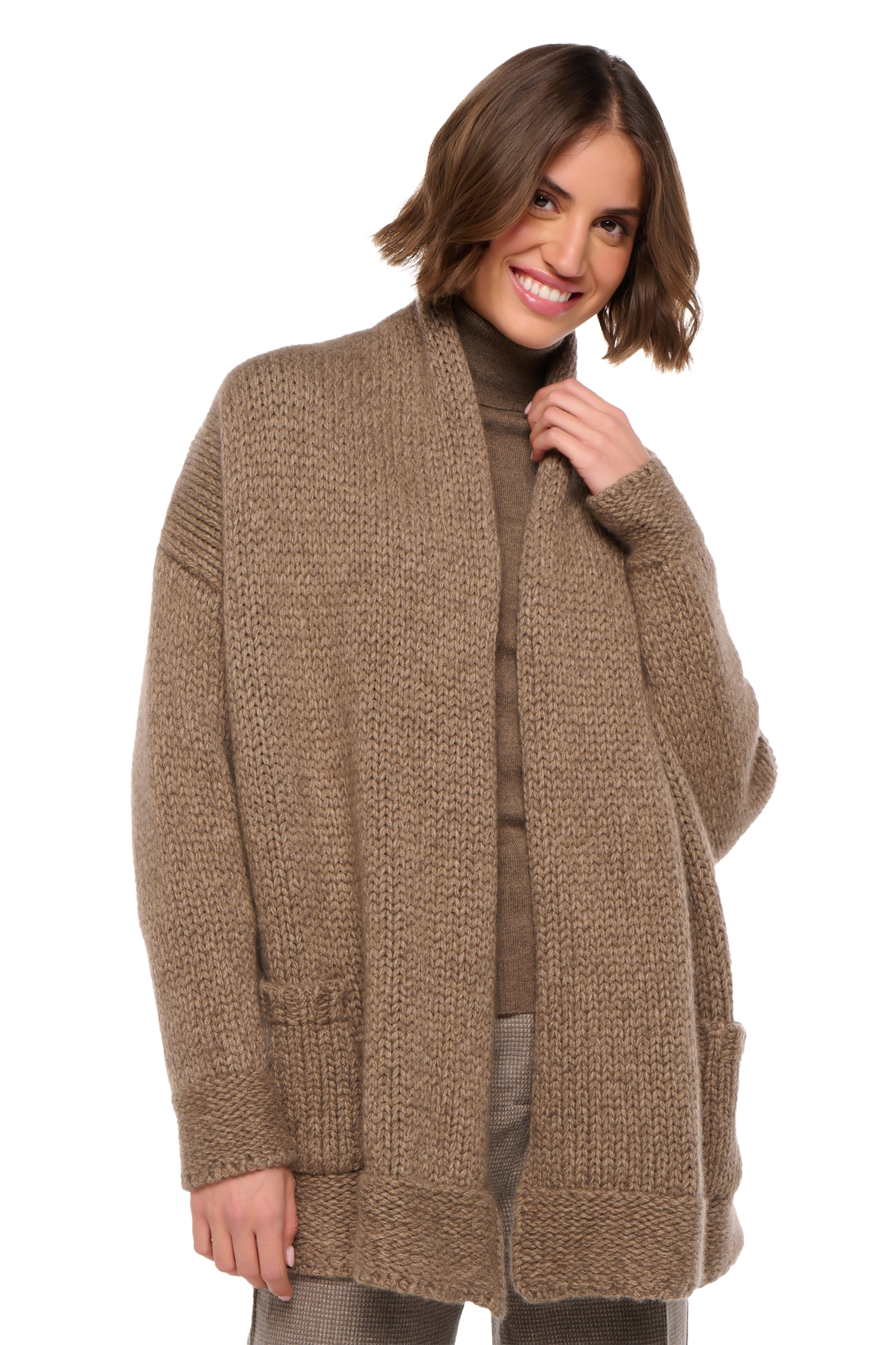 Cashmere ladies cardigans vienne natural stone natural brown m