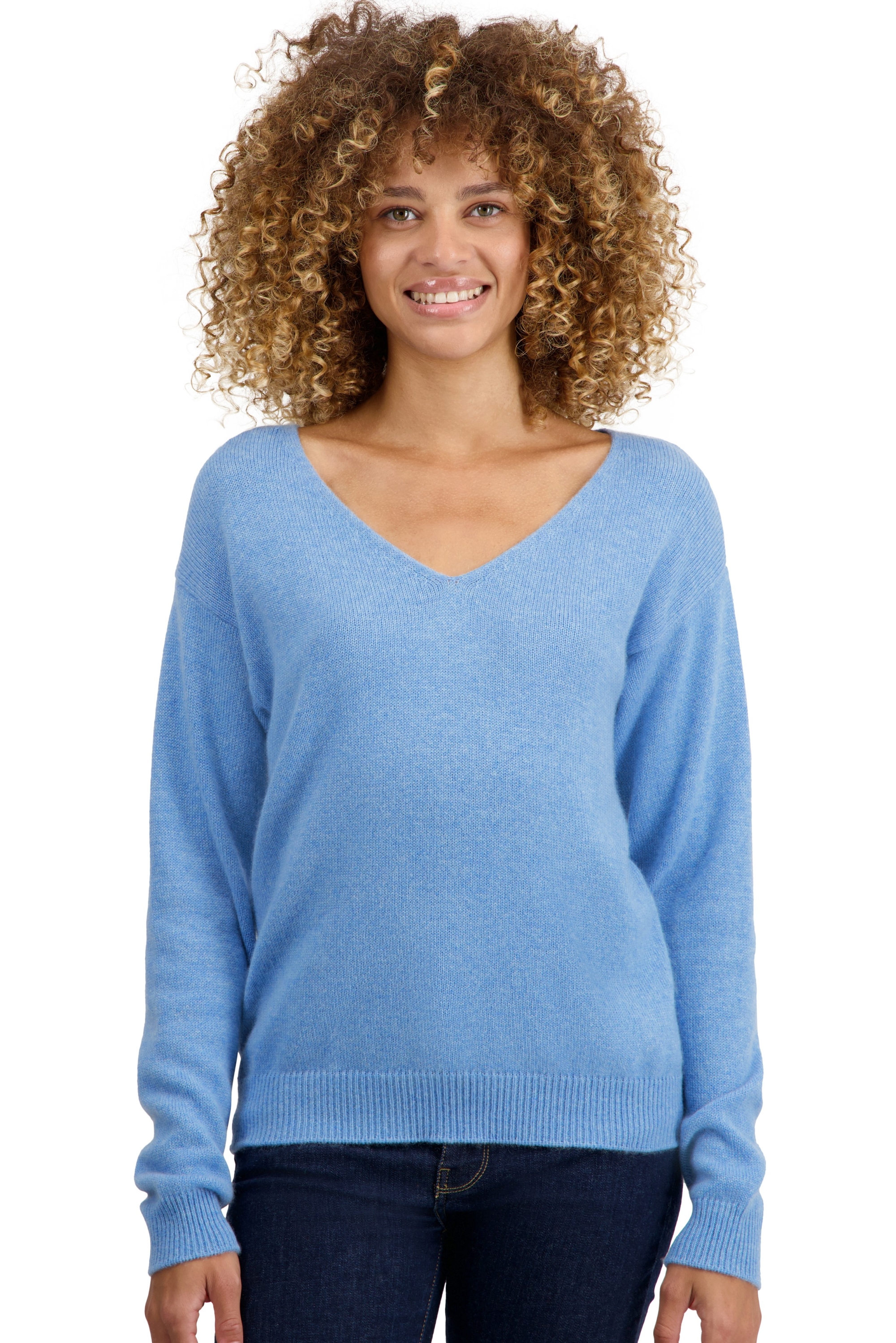 Cashmere ladies chunky sweater thailand azur blue chine xl