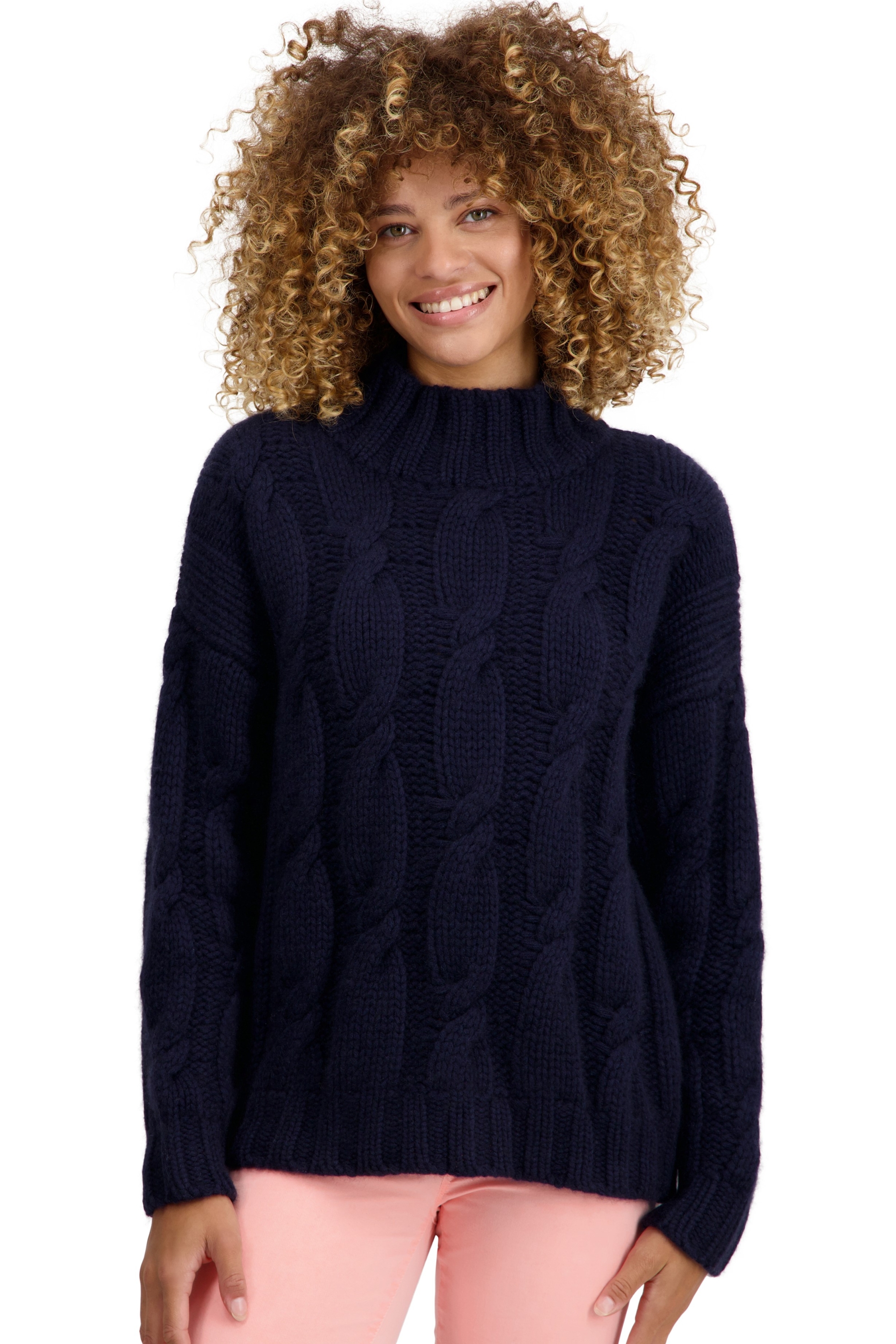 Cashmere ladies chunky sweater twiggy dress blue m