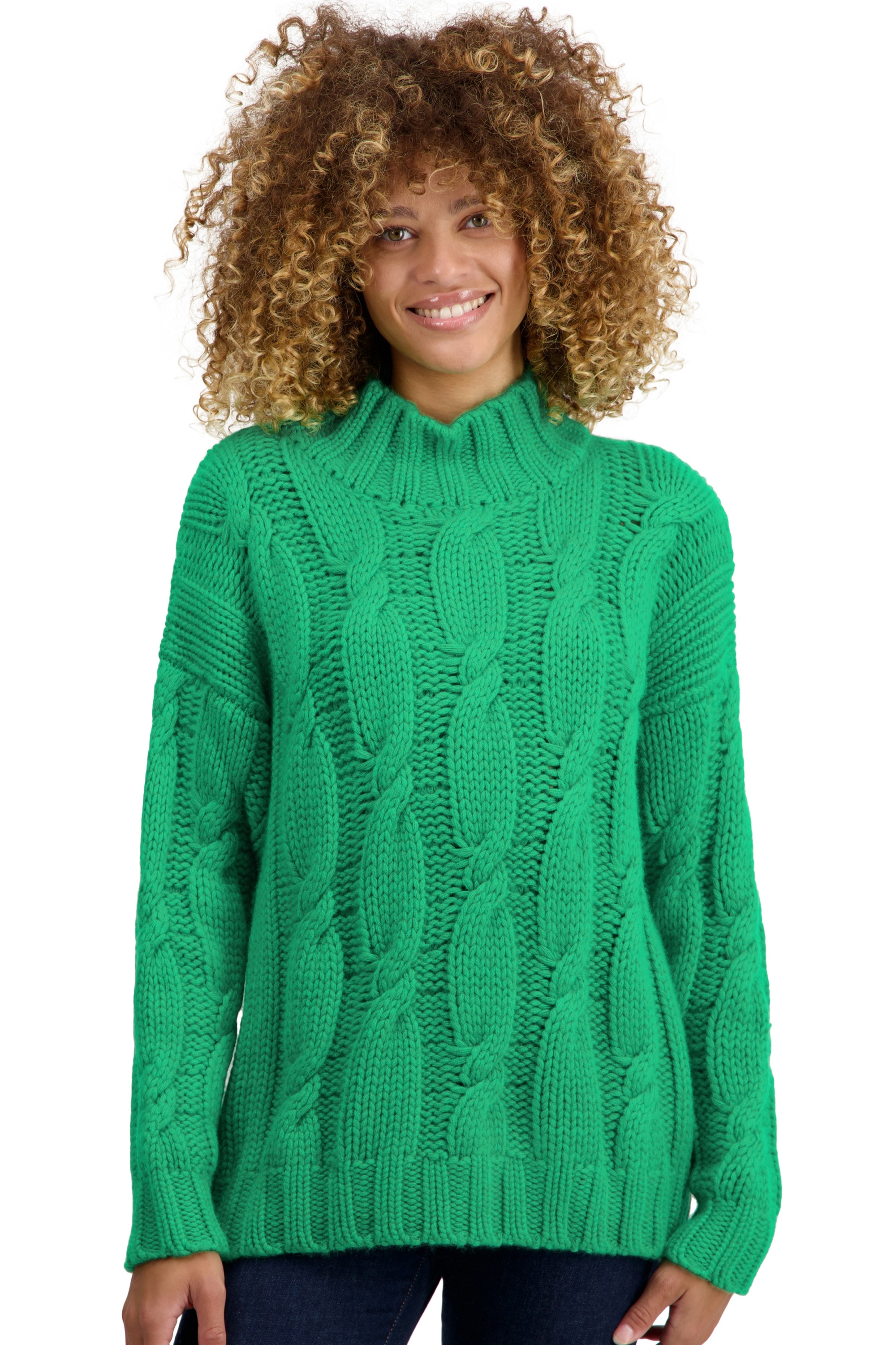 Cashmere ladies chunky sweater twiggy new green 4xl