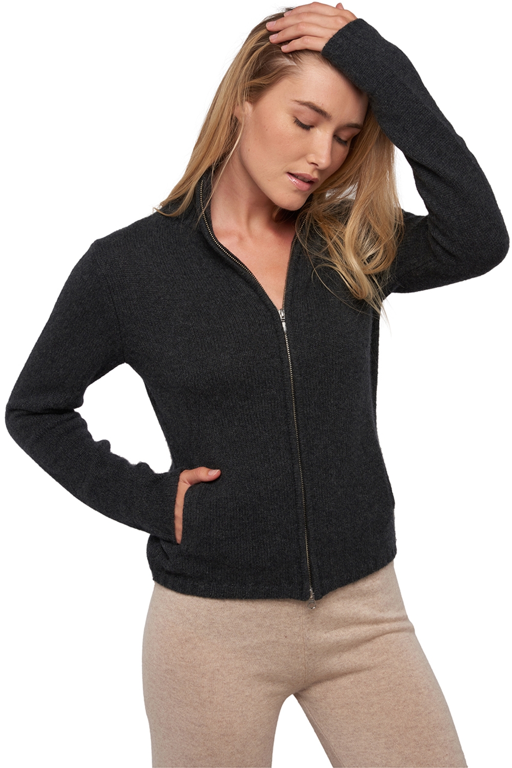 Cashmere ladies elodie charcoal marl xl