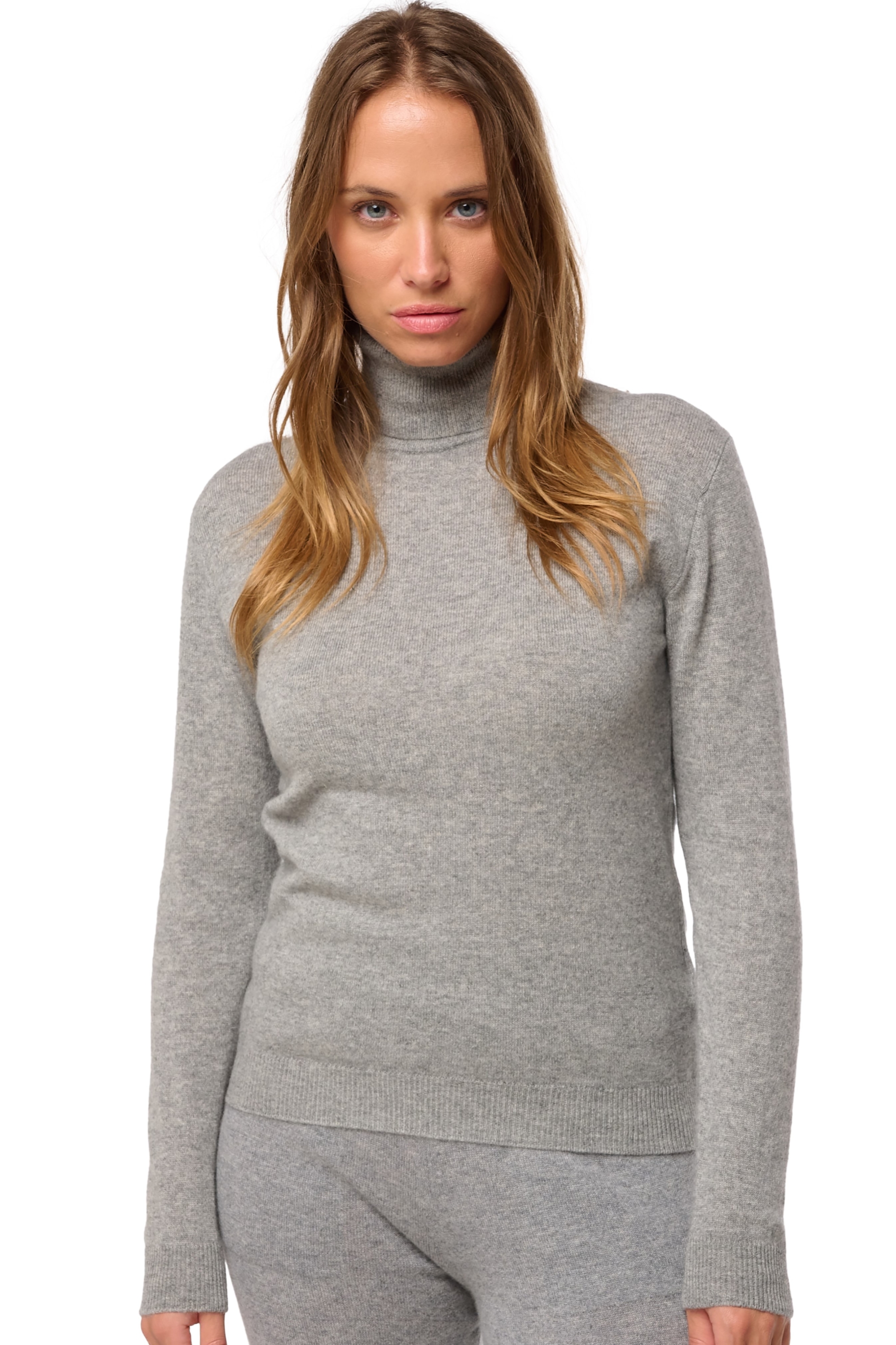 Cashmere ladies roll neck tale first dark grey xl