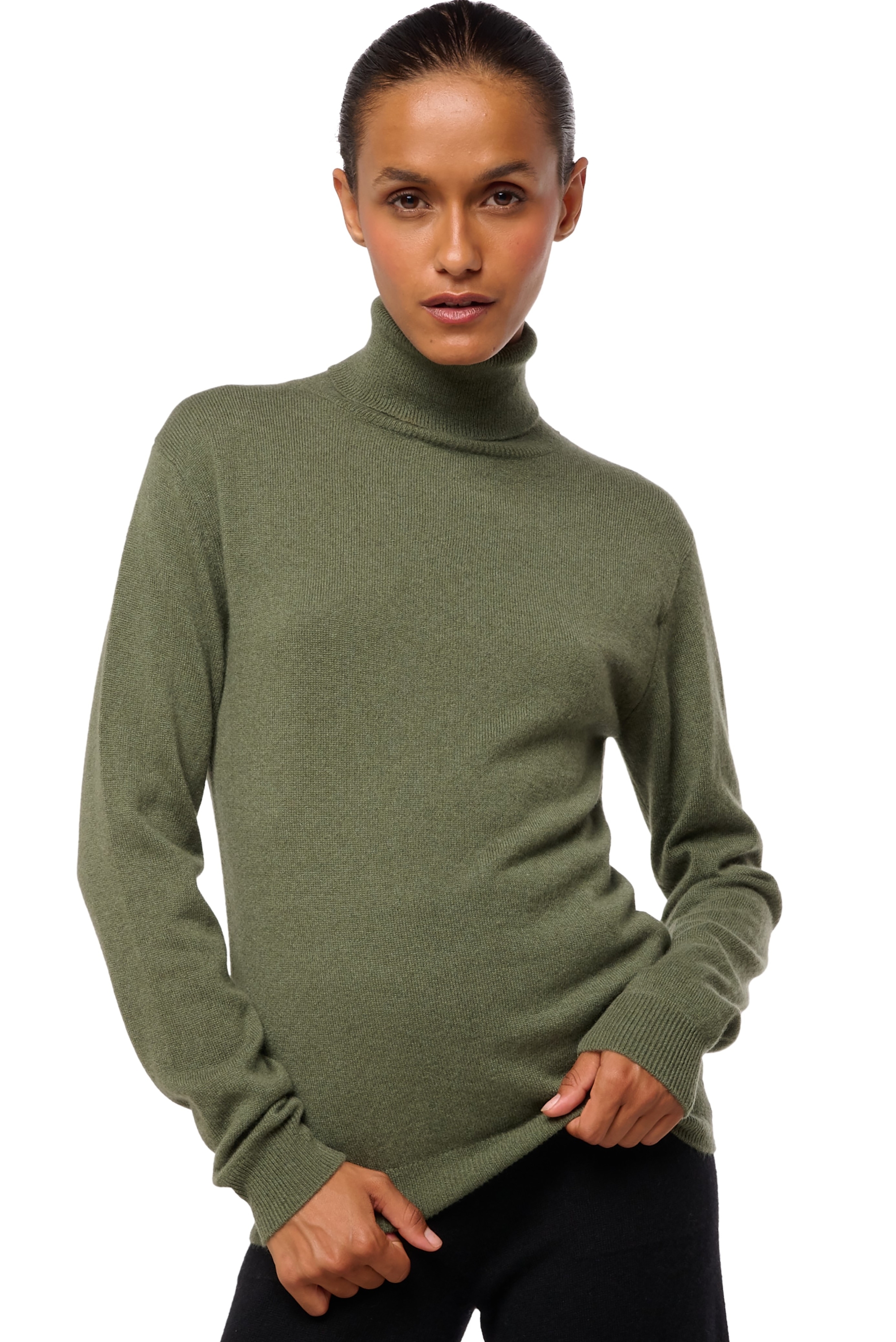 Cashmere ladies roll neck tale first kaki 2025 s