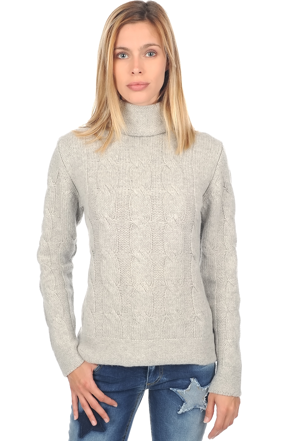 Cashmere ladies timeless classics blanche flanelle chine xl