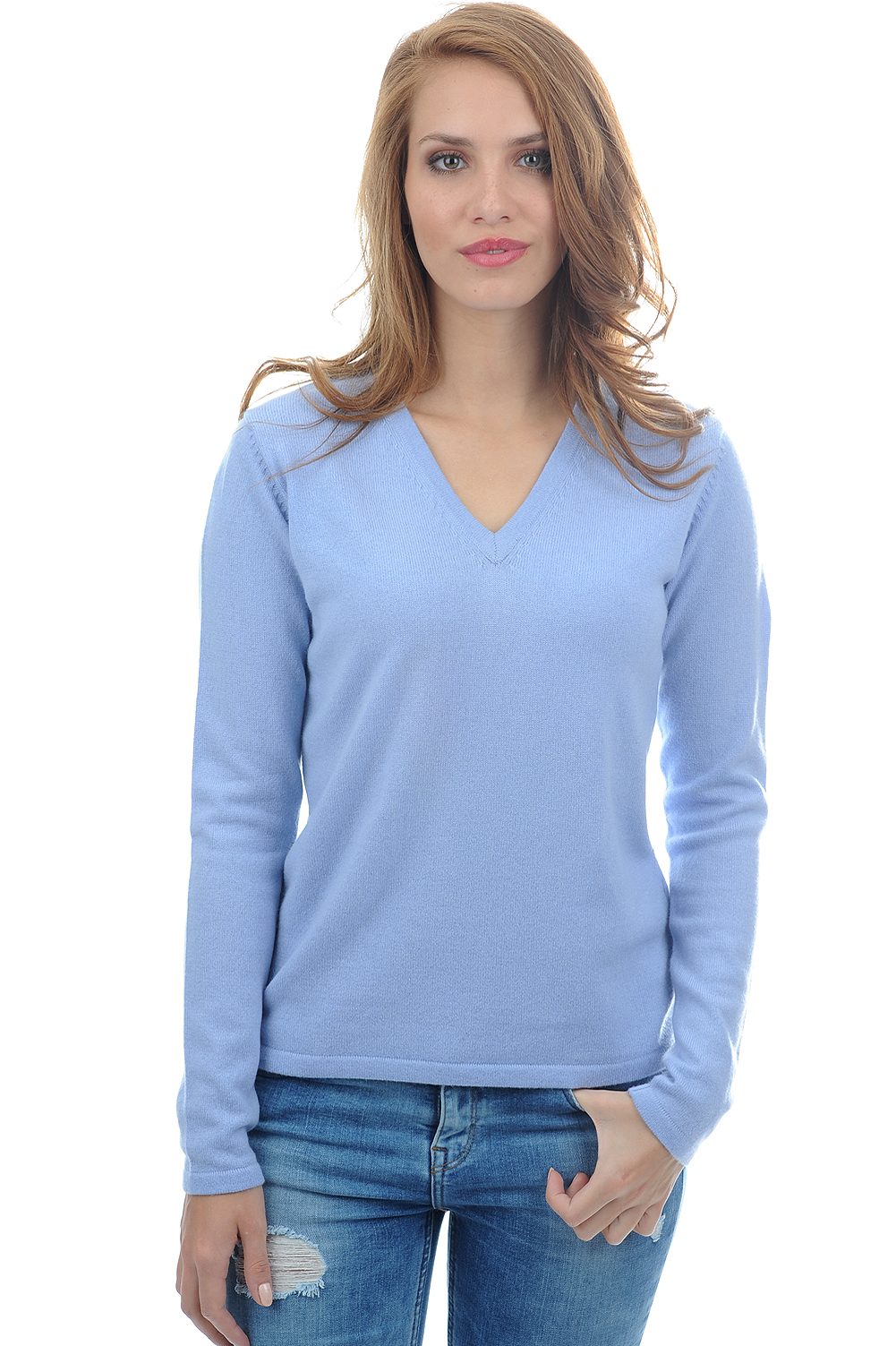 Cashmere ladies v necks emma kentucky blue 