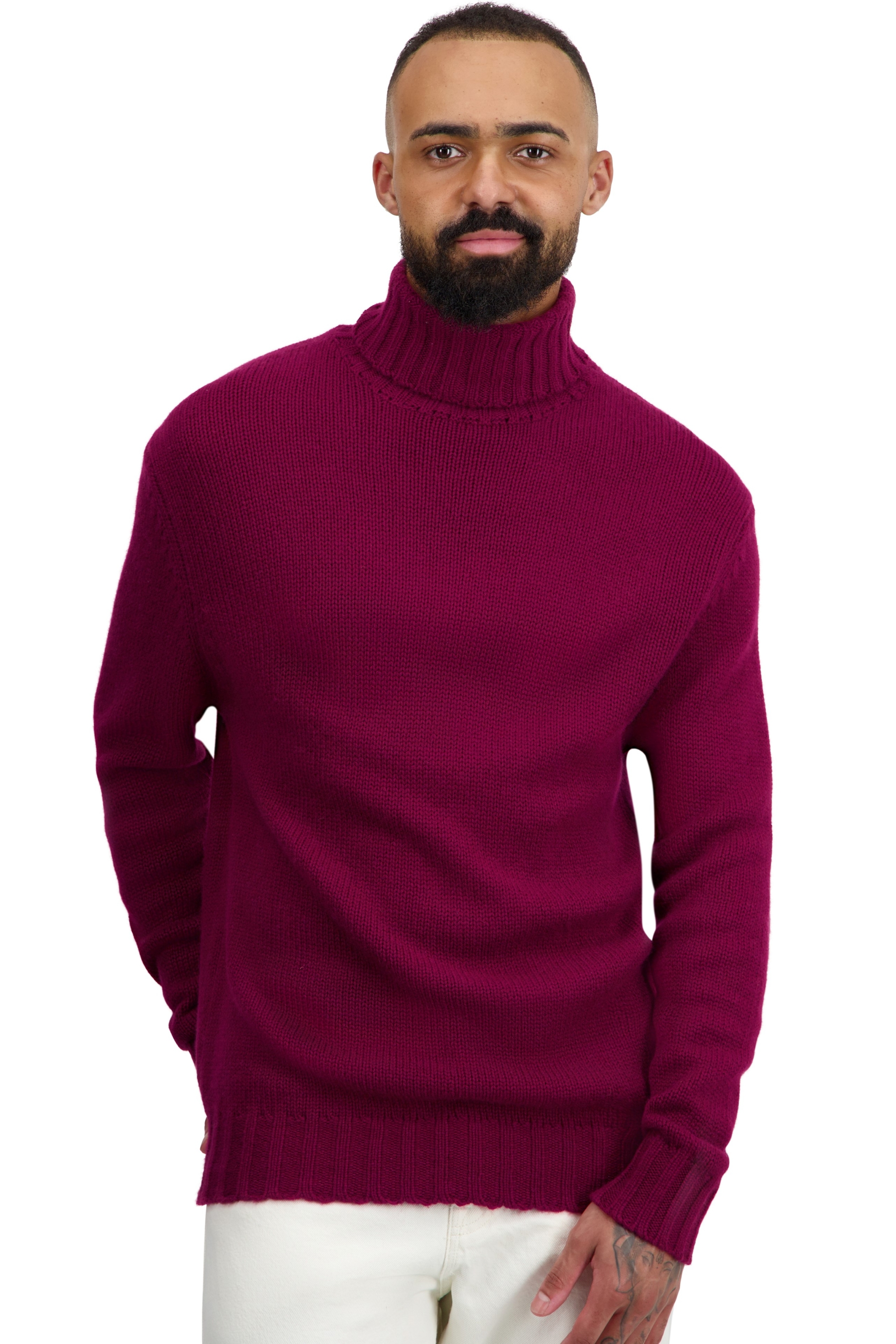 Cashmere men chunky sweater achille bordeaux 3xl