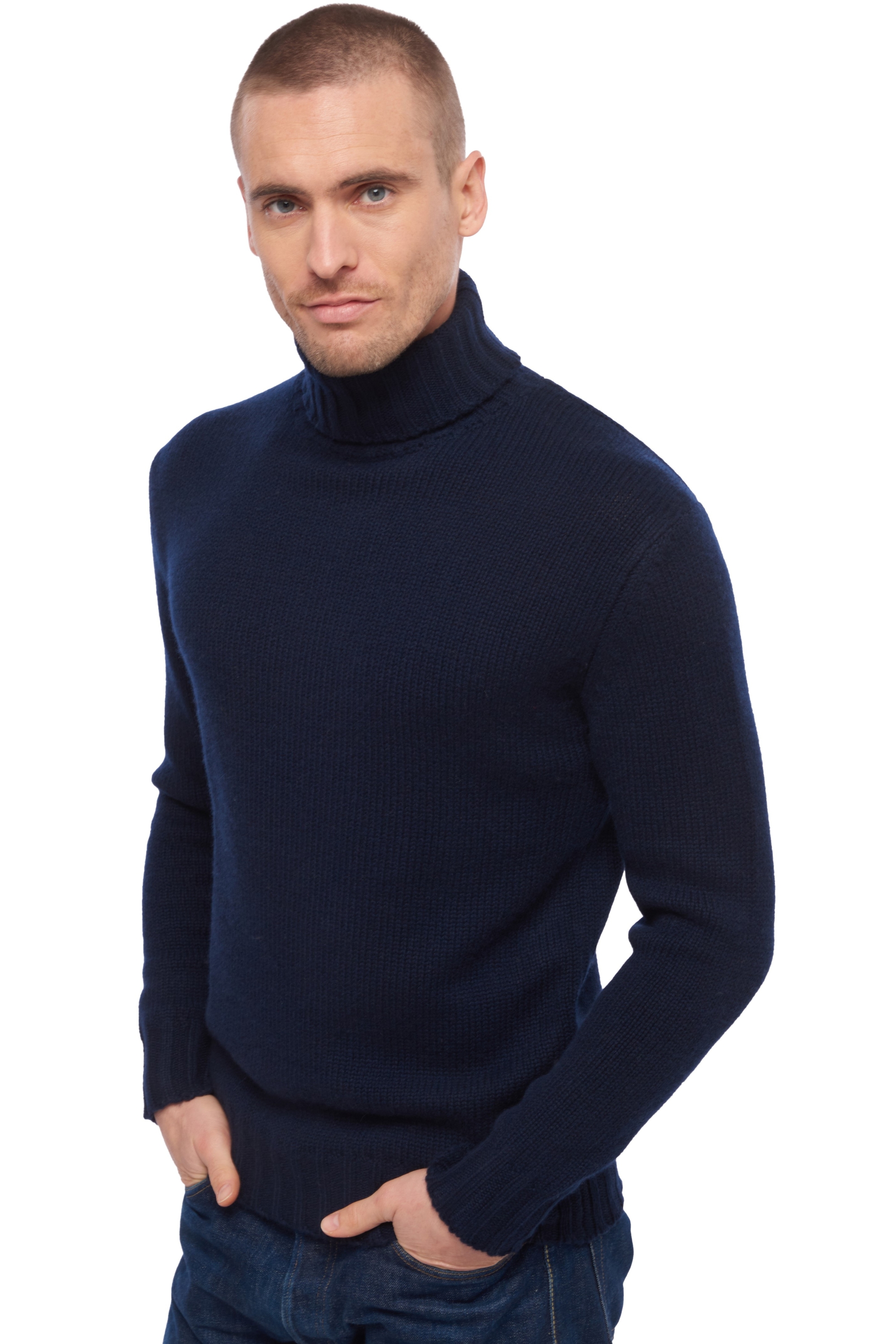 Cashmere men chunky sweater achille dress blue 3xl