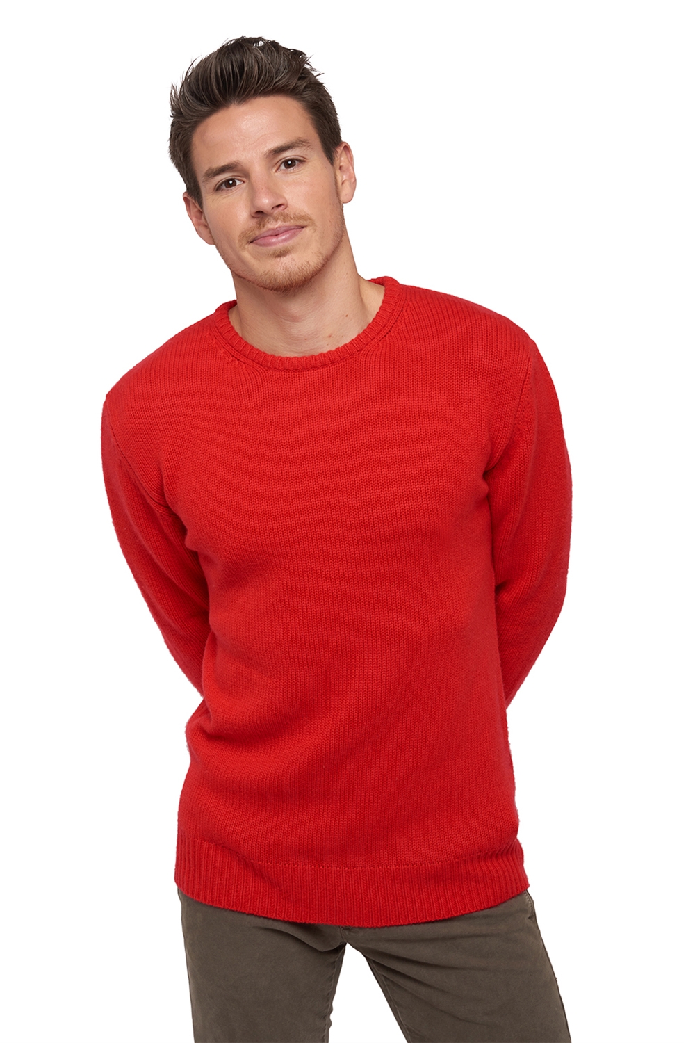 Cashmere men chunky sweater bilal rouge 4xl