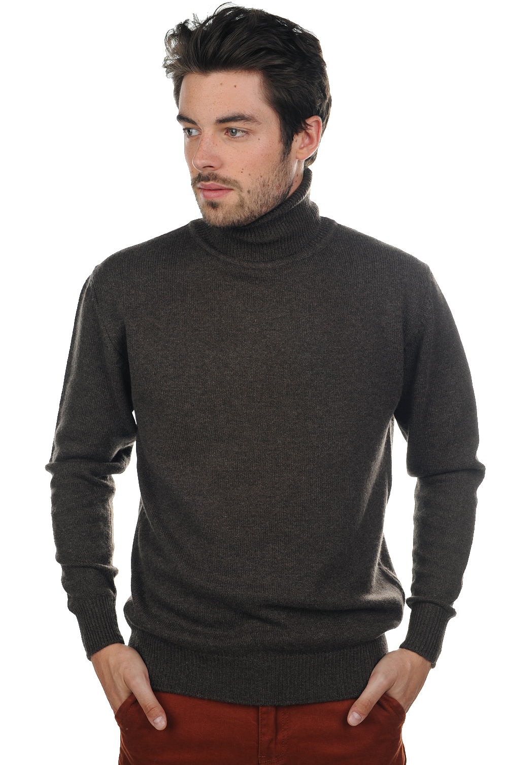Cashmere men chunky sweater edgar 4f marron chine 2xl