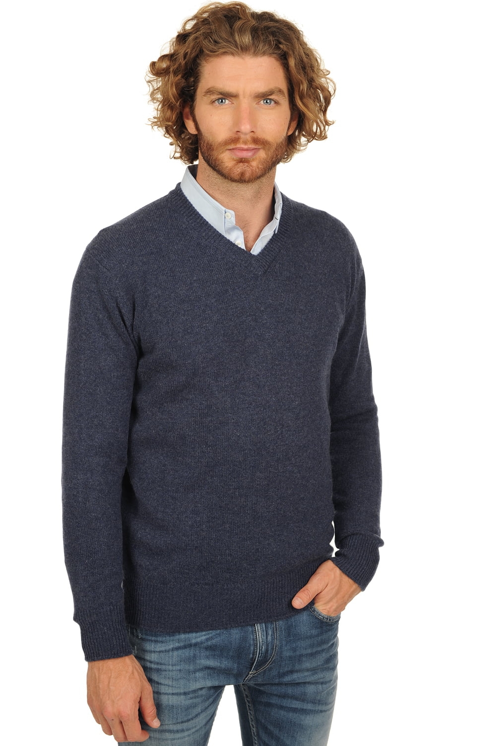 Cashmere men chunky sweater hippolyte 4f indigo 2xl